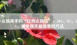 止损高手的“比例止损法”：10%、8%、5%，避免损失最简单的方法