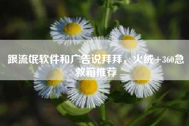 跟流氓软件和广告说拜拜，火绒+360急救箱推荐