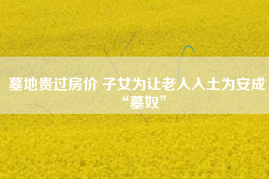 墓地贵过房价 子女为让老人入土为安成“墓奴”