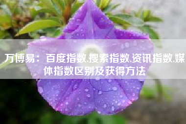万博易：百度指数,搜索指数,资讯指数,媒体指数区别及获得方法
