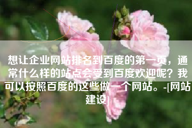 想让企业网站排名到百度的第一页，通常什么样的站点会受到百度欢迎呢？我可以按照百度的这些做一个网站。-[网站建设]
